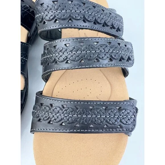 Clarks Women's Lauriann Black Leather Slide Sandals size 6 Adjustable straps - Picture 4 of 8